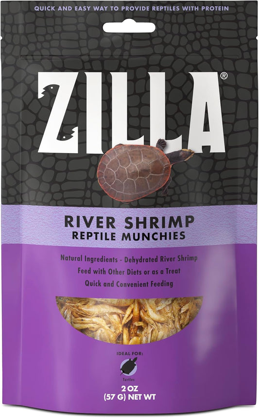 Reptile Food Munchies River Shrimp for Turtles, Salamanders, Axolotls, and Large Tropical Fish, 2-Ounce