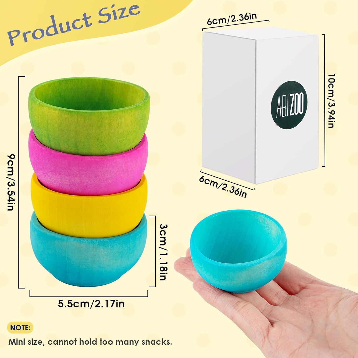 Hamster Chew Bowl,4 Pcs Dwarf Hamster Food Bowl Wood Edible Chew Toys for Rabbit Guinea Pig Chinchilla Degu Gerbil Squirrel Bunny Enrichment Toys Small Size Treats for Teeth