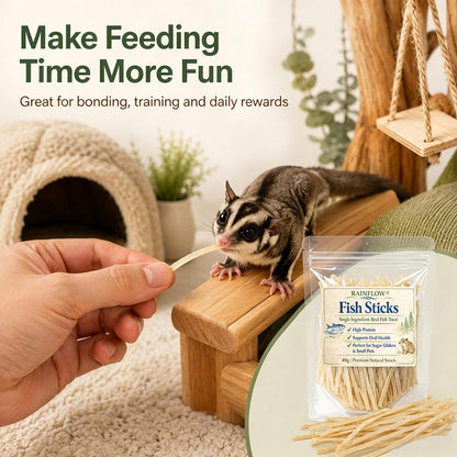 Natural Real Fish Sticks - Healthy Small Pet Snack, 40G | Real Fish Small Pet Treats for Hedgehogs, Squirrels, Hamsters & Sugar Gliders, High Protein Oral Care Treat for Daily Feeding