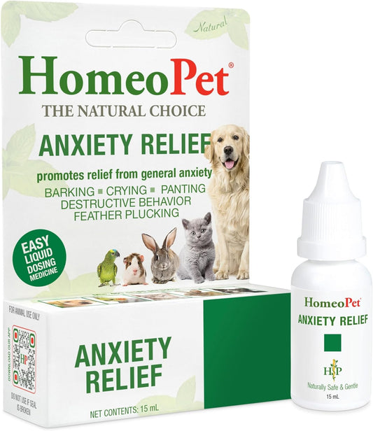 Anxiety Relief, Supplement for Dogs and Cats, 15 Milliliters | Natural Anxiety Relief for Dogs, Cats, and Other Pets, Safe Homeopathic Formula, Liquid Drops Suitable for Daily Use