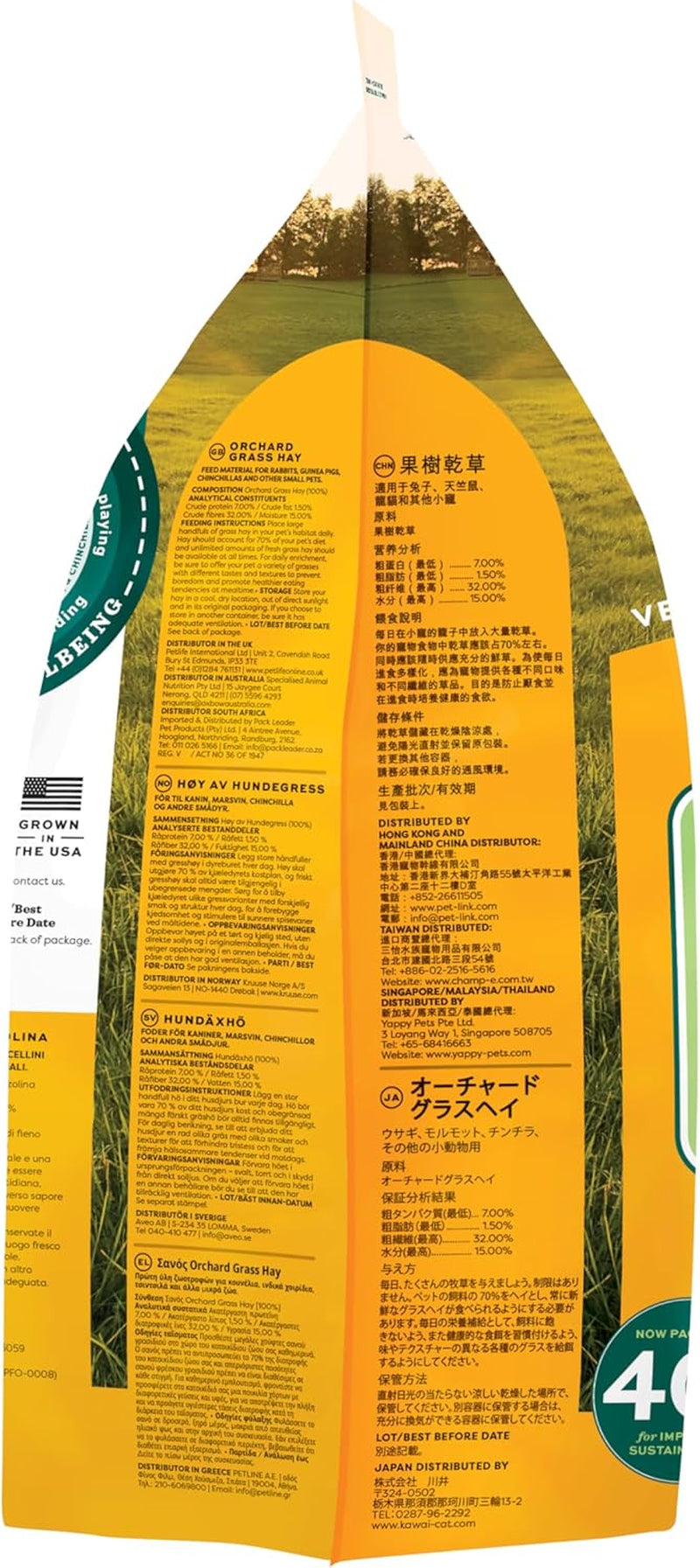 Orchard Hay, Rabbit & Guinea Pig Hay, Hand-Sorted, De-Dusted, 40 Oz | Hand-Sorted, De-Dusted,  Orchard Grass Hay, Bunny Hay for Rabbits, Guinea Pigs, Bunnies and Chinchillas, Made in USA