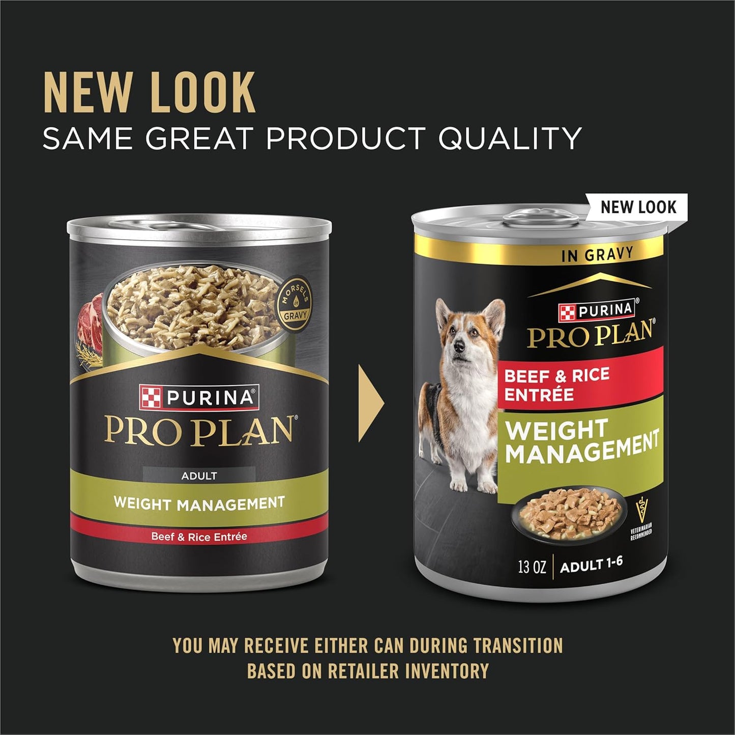 Purina Pro Plan Weight Management Wet Dog Food Beef and Rice Entree in Gravy - (Pack of 12) 13 Oz. Cans