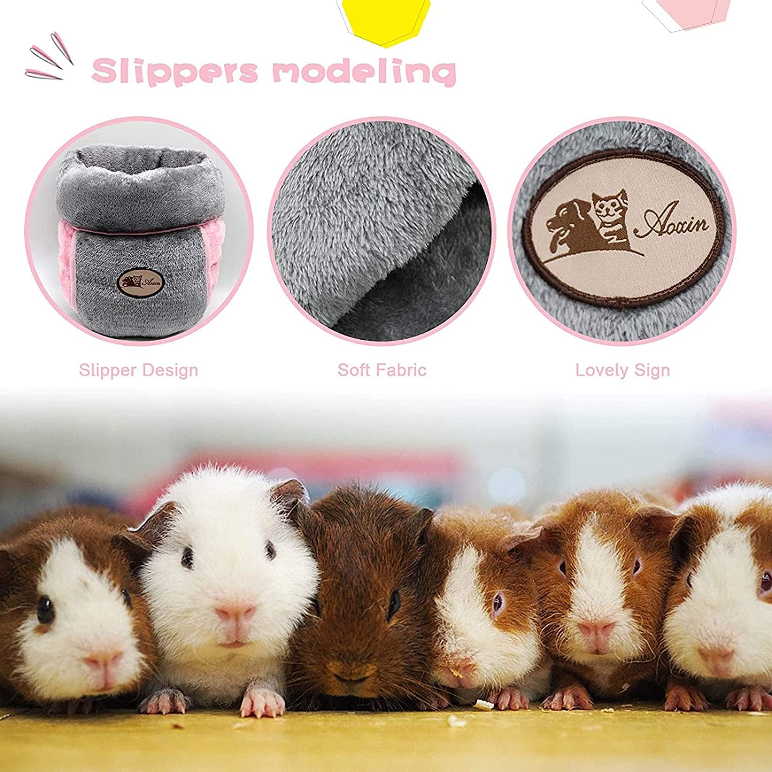 Guinea Pig Bed, Warm Fleece Slipper-Shaped Cuddle Cave, Grey | Guinea Pig Cuddle Cave Cozy House, Portable Guinea Pig Hideout, Soft Coral Fleece, Washable Cushion