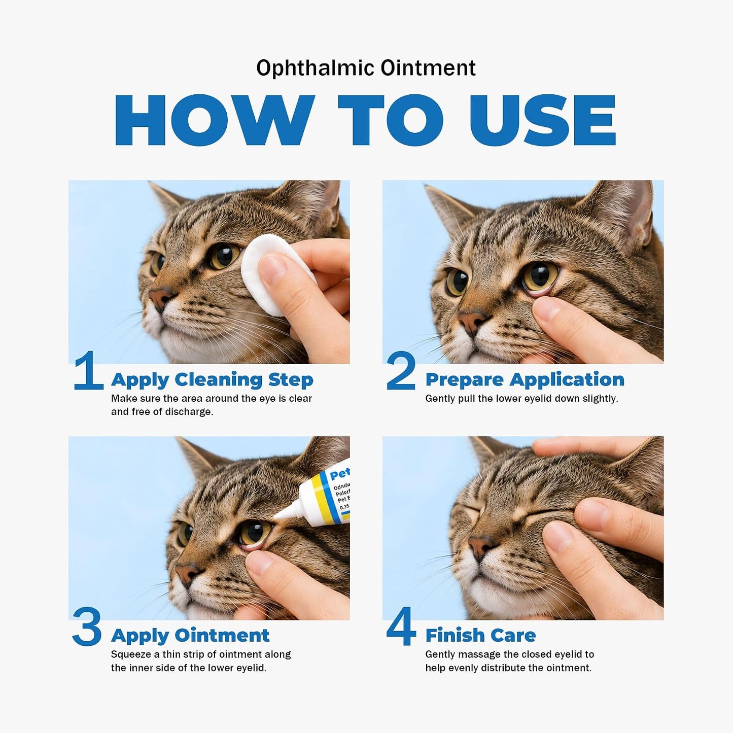 Pet Eye Health for Cats, Dogs, Kittens, Puppies, Horses, Birds,Cattle & Sheep, Daily Eye Care Formula, 3 X 10G Tubes