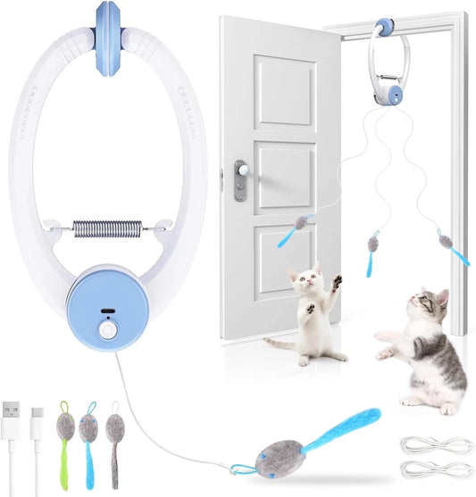 Risehigh Cats Toy Interactive for Indoor Cats Automatic Electric Flying Bird Feather Mouse Toy - Best Kitten & Adult Cat Enrichment Mouse Cat Toy Hanging Electric Kitty Toys for Bored Cats
