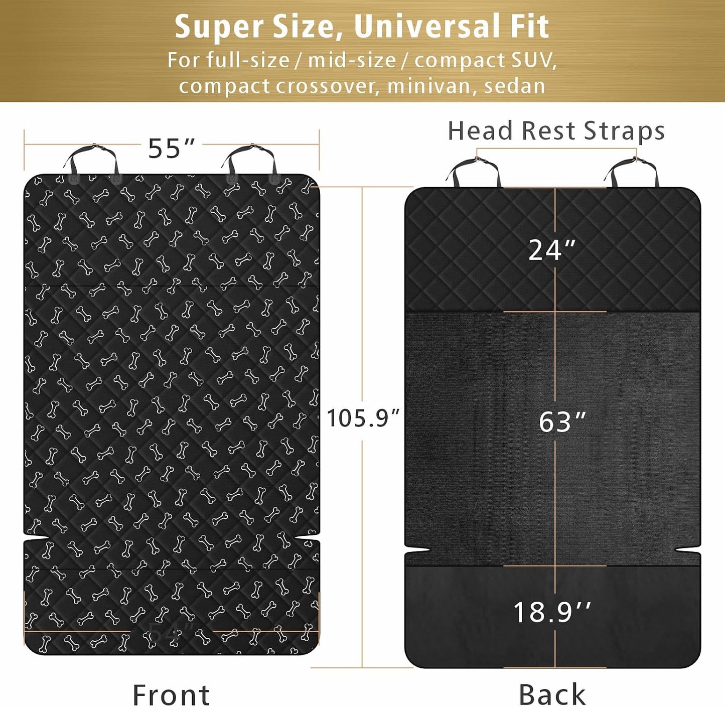 SUV Cargo Liner for Dogs - Heavy Duty Cargo Cover for Mid-Size Suvs | Water Resistant, Bumper Flap, Non-Slip Mat, Car Trunk Dog Car Seat Cover Prevents Scratches Pet Hair Mud Dirt for Sedans Vans