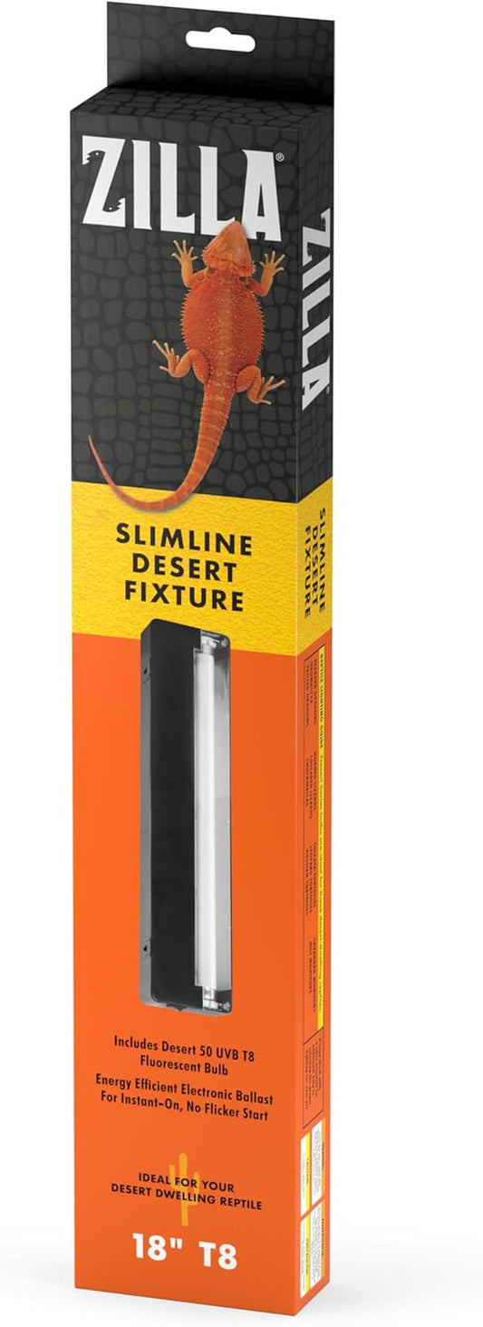 Reptile T8 Slimline Desert Pet Habitat Light Fixture with 15 Watt Fluorescent Bulb, 18 Inches,Black