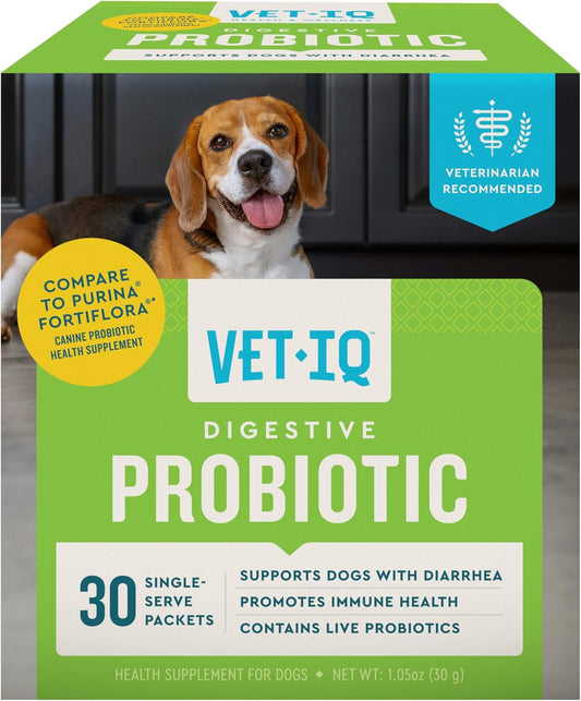 Probiotic Powder for Dogs, Treats Diarrhea, Digestive Issues, Food Sensitivity, Chicken Flavored, Single-Serve Packets, 30 Count | Supports Gut Health & Diarrhea Relief; Live Enterococcus Faecium Probiotics; Single-Serve Chicken Liver Powder Packets