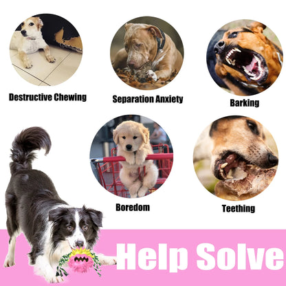 Dog Chew Toys Ball for Aggressive Chewers,  Indestructible Squeaker Dog Toy Puppy Chew Teething Toys for Large Medium Small Dogs,Pink