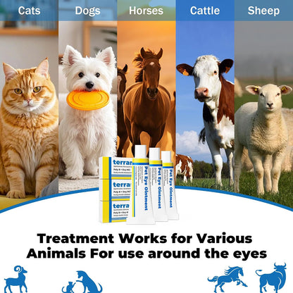 Pet Eye Health for Cats, Dogs, Kittens, Puppies, Horses, Birds,Cattle & Sheep, Daily Eye Care Formula, 3 X 10G Tubes