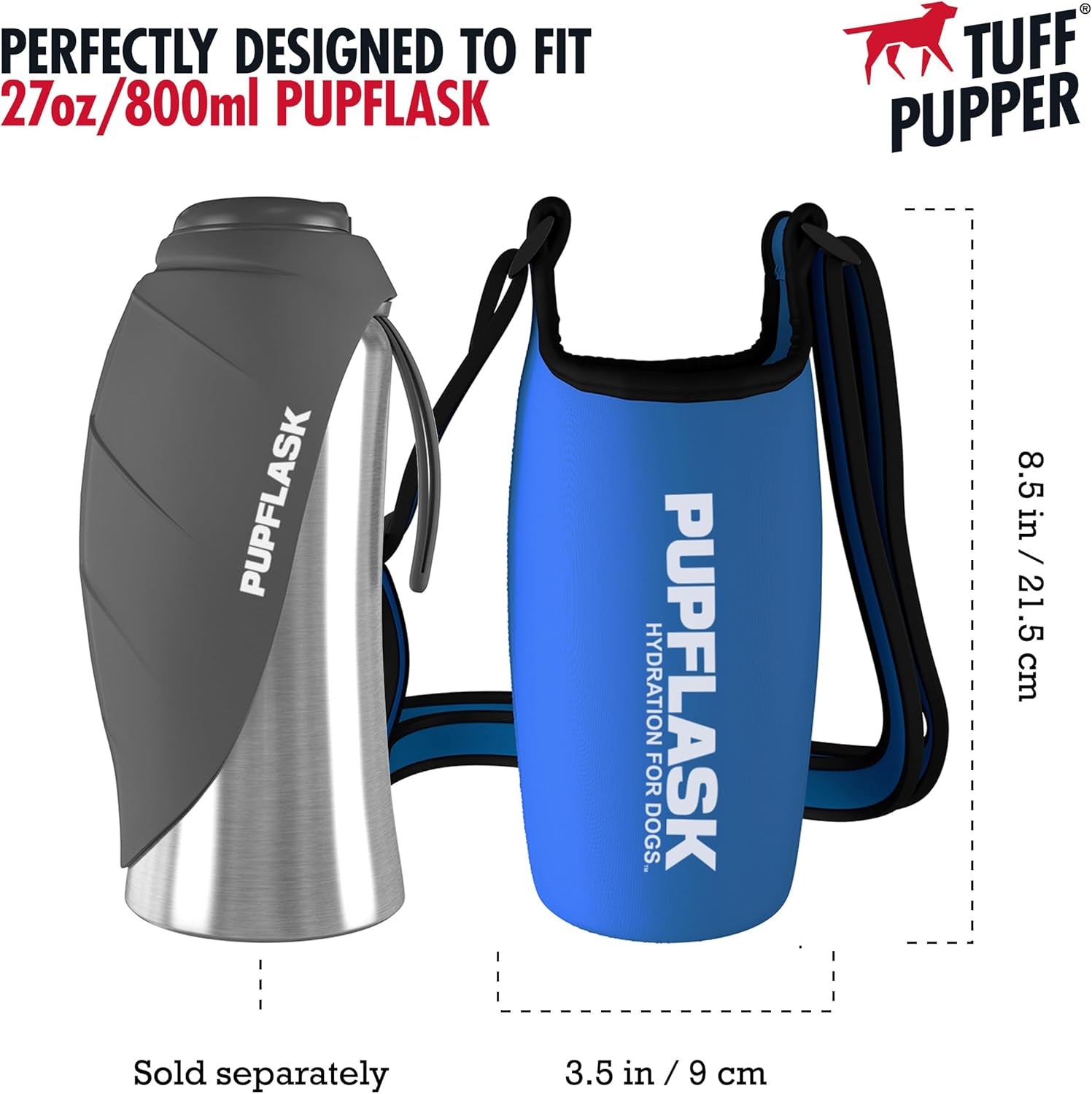 Pupflask Insulated Neoprene Dog Water Bottle Holder Sling with Wide Adjustable Shoulder Strap, Great for Travel, Walking, Hiking, Portable Pet Water Bottle Holder (27 OZ, Nebulas Blue)