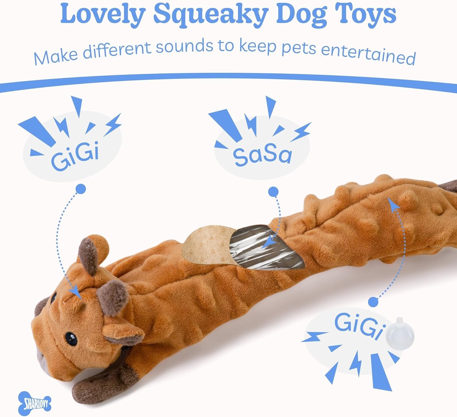 Dog Squeaky Toys 5 Pack, Bubble Plush Puppy Teething Pet Toys, Crinkle No Stuffing Animals Dog Toy, Doggies Chew for Large Small Medium Breeds