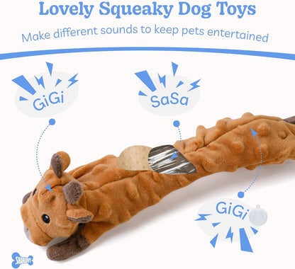 Dog Squeaky Toys 5 Pack, Bubble Plush Puppy Teething Pet Toys, Crinkle No Stuffing Animals Dog Toy, Doggies Chew for Large Small Medium Breeds