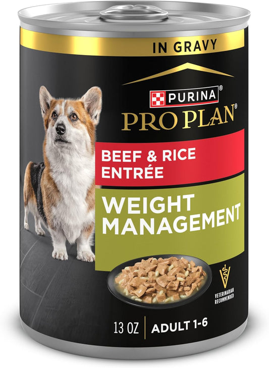 Purina Pro Plan Weight Management Wet Dog Food Beef and Rice Entree in Gravy - (Pack of 12) 13 Oz. Cans