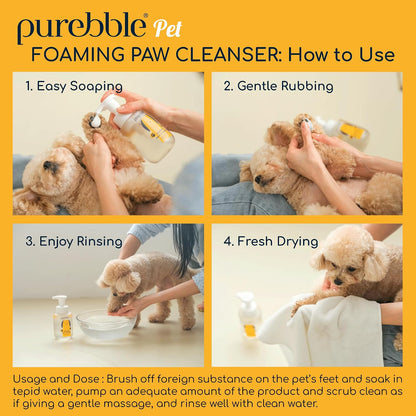 Pet Foaming Foot Paw Cleanser | Designed for All Types of Paw Washers | Dog Cleaning Supplies | Nourishing, Softening, Calming, Itch Reducing for Dog Paws | 300Ml / 10.14 Fl Oz