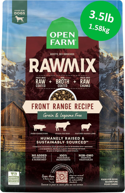 , Rawmix Grain-Free Dog Food, Beef, Pork & Lamb, Front Range 3.5Lb | Grass Fed Beef, Pasture Raised Lamb, Humanely Raised Pork, Freeze Dried Raw Chunks, 100% Traceable Ingredients.