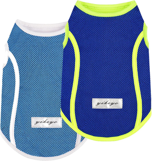 2 Pack Dog Clothes,Dog Shirts for Small Dogs,Quick Dry Dog Vest Boy Girl Summer, Puppy T-Shirt with Reflective Strip,Sun Protection Sleeveless Cool Breathable Pet Apparel(Blue and Turquoise, L)