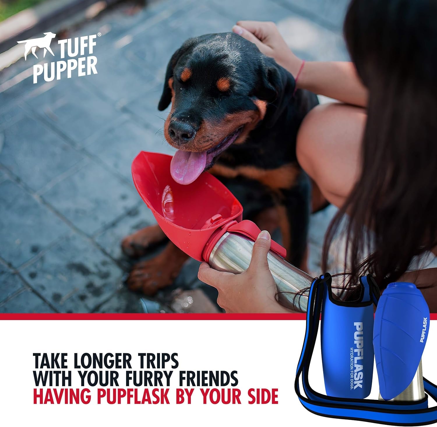 Pupflask Insulated Neoprene Dog Water Bottle Holder Sling with Wide Adjustable Shoulder Strap, Great for Travel, Walking, Hiking, Portable Pet Water Bottle Holder (27 OZ, Nebulas Blue)