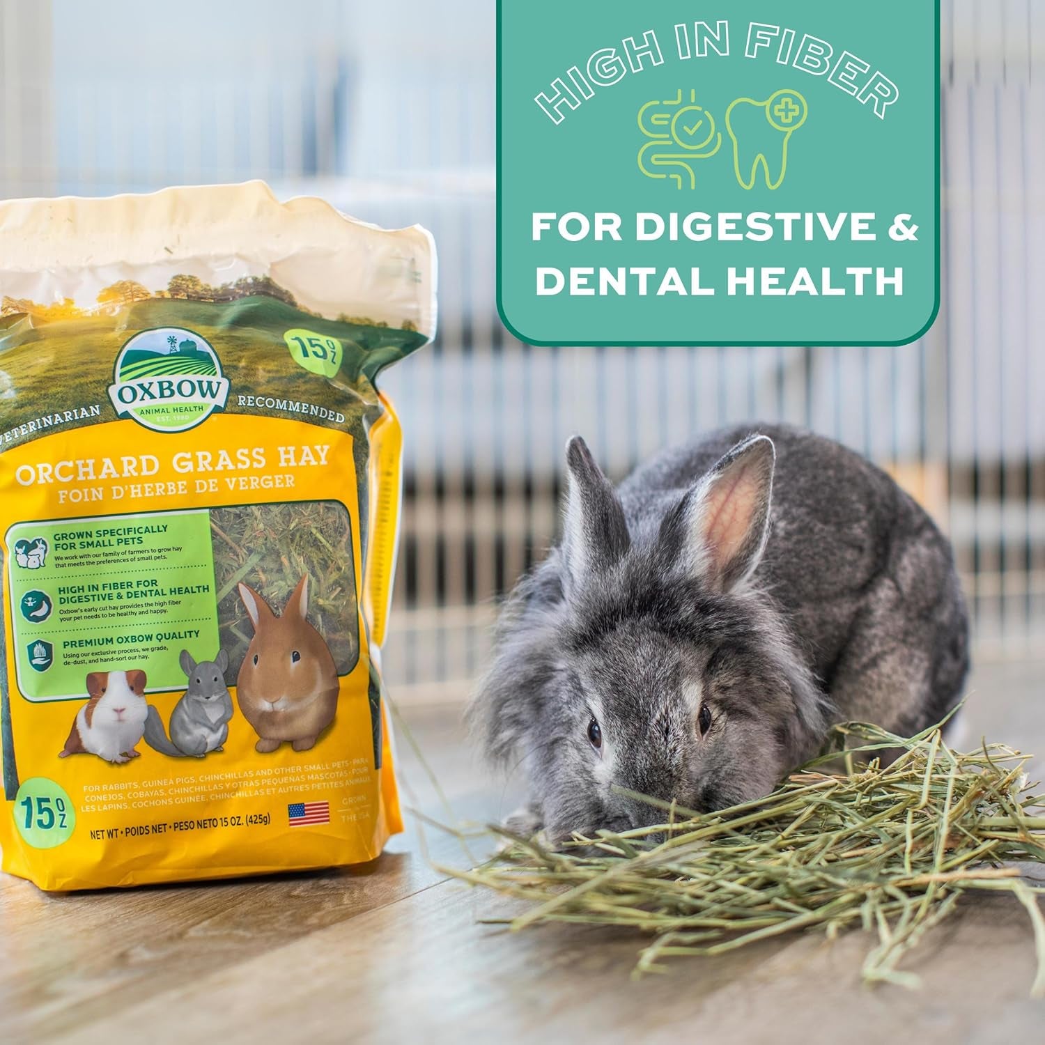 Orchard Hay, Rabbit & Guinea Pig Hay, Hand-Sorted, De-Dusted, 40 Oz | Hand-Sorted, De-Dusted,  Orchard Grass Hay, Bunny Hay for Rabbits, Guinea Pigs, Bunnies and Chinchillas, Made in USA