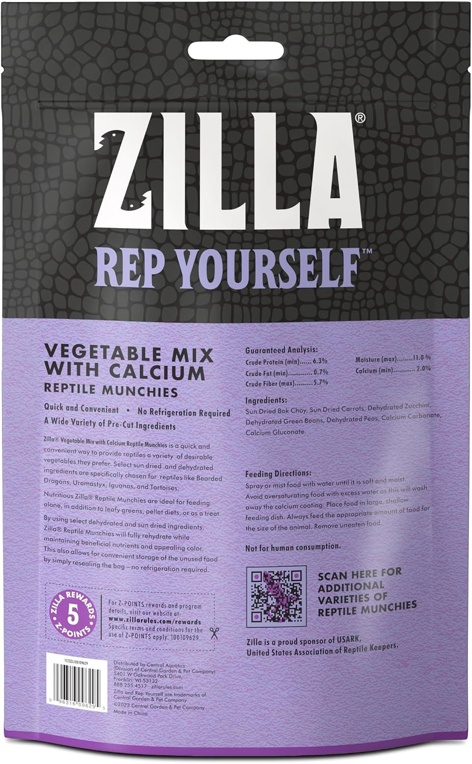 Reptile Food Munchies Vegetable Mix with Calcium, 4-Ounce