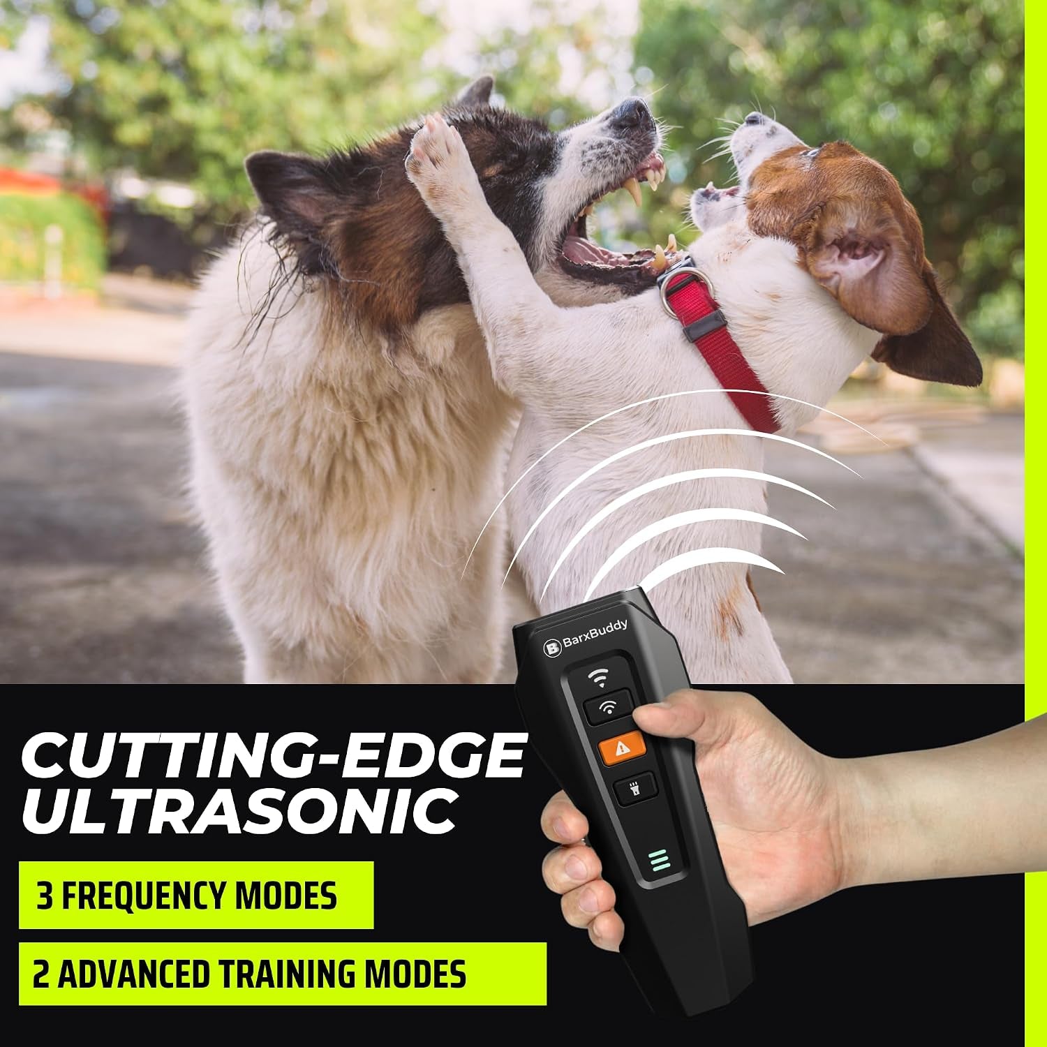 2Nd Gen Dog Bark Deterrent Devices | Long Range Ultrasonic | Bark Collar Alternative | Dog Training Indoor/Outdoor | Rechargeable anti Bark Device for Dogs (Black)