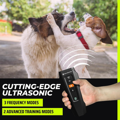 2Nd Gen Dog Bark Deterrent Devices | Long Range Ultrasonic | Bark Collar Alternative | Dog Training Indoor/Outdoor | Rechargeable anti Bark Device for Dogs (Black)