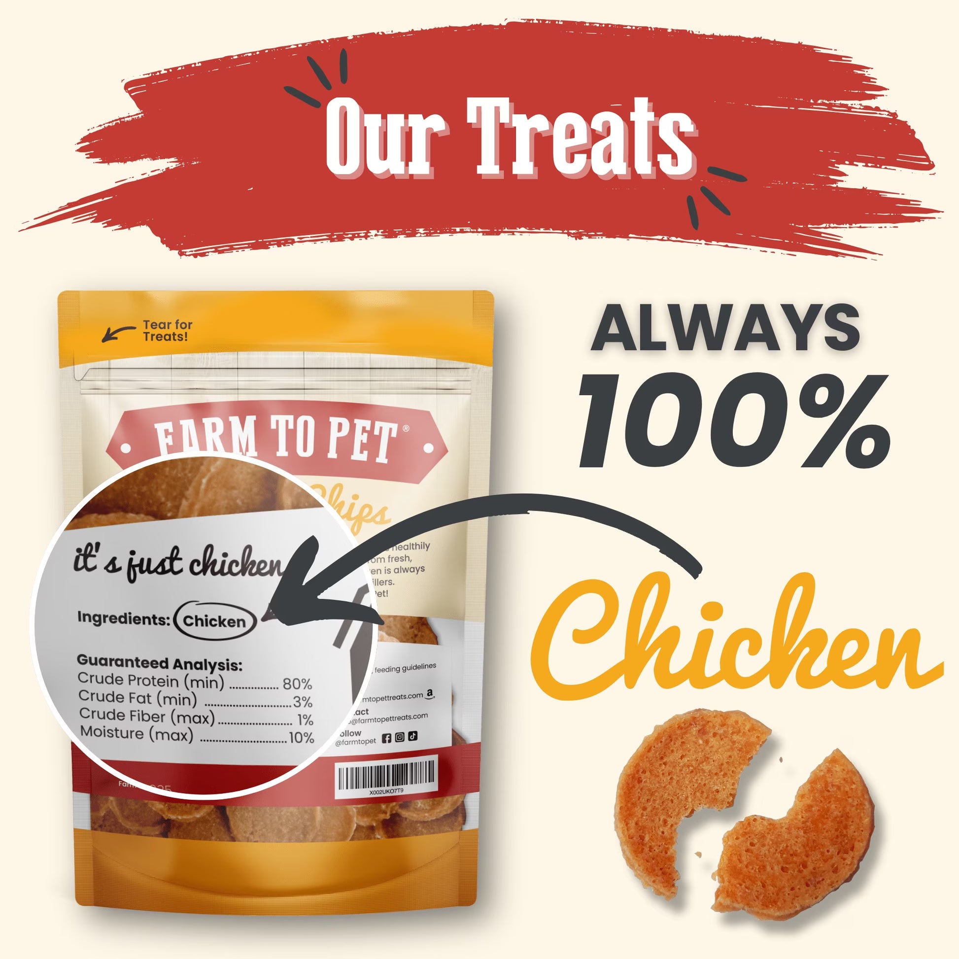 Chicken Chips Crunchy Training Treats for Dogs, 4Oz