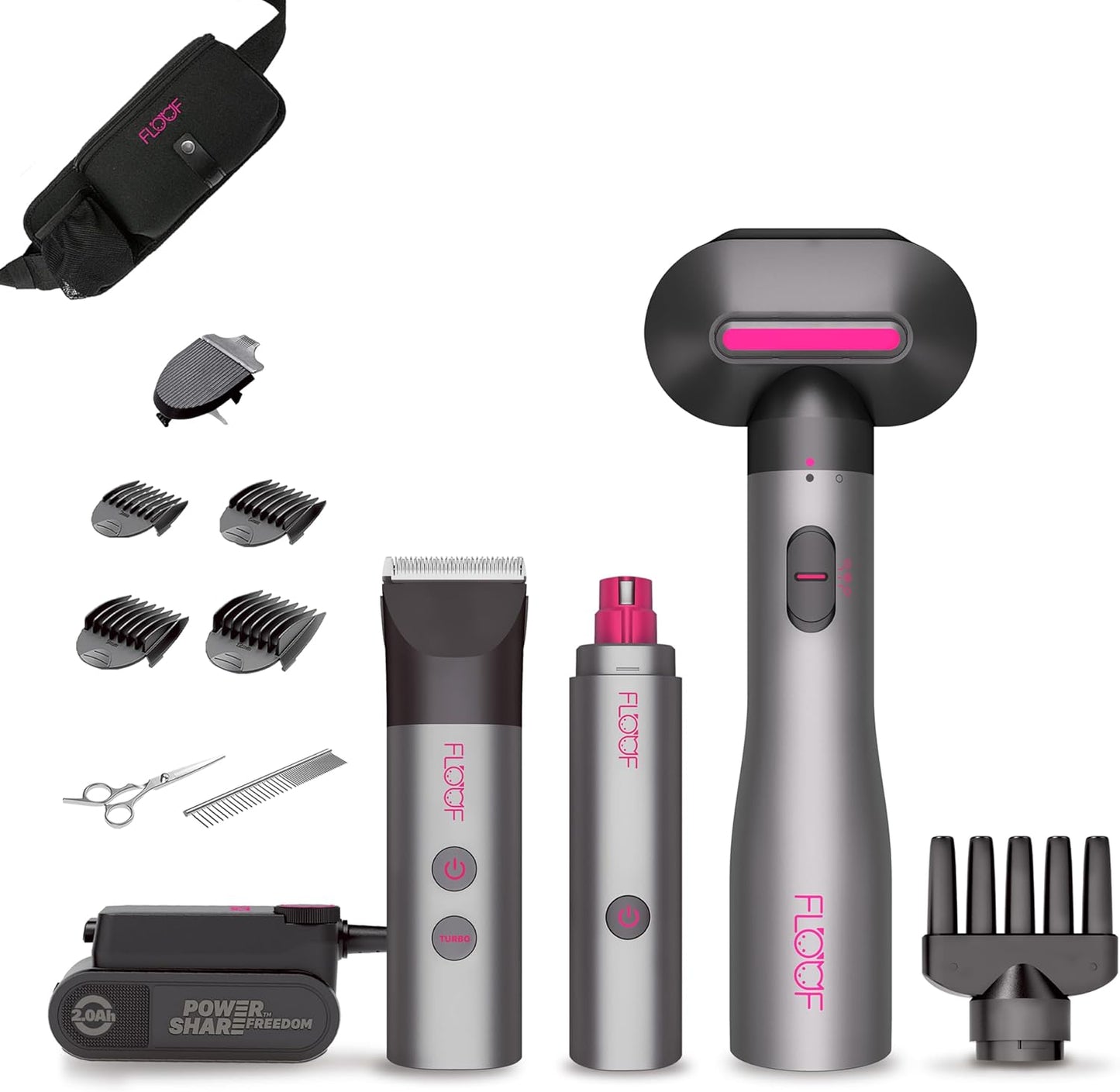 Dog Grooming Kit, Dog Clipper for Grooming, Dog Nail Grinder and Pet Hair Dryer (Battery & Charger Included