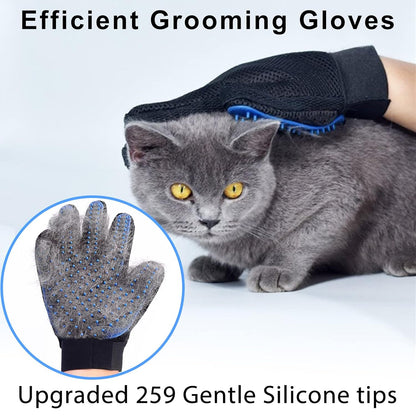 Cat Grooming Glove Brush, Pet Hair Remover Tool, 1 Pair Reusable Dog Hair Fur Remover for Carpet, Furniture, Couch, Clothes, Eco-Friendly and High Efficiency (Blue) | Reusable Dog Hair Fur Remover for Carpet, Furniture, Couch, Clothes, Eco-Friendly and High Efficiency (Blue)