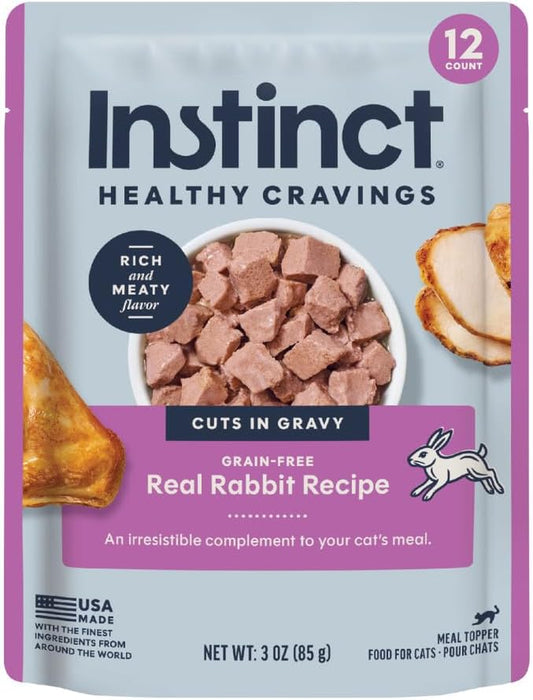 Healthy Cravings Wet Cat Toppers, Rabbit, 3 Oz Pouches (24 Count) | Cuts of Farm-Raised Rabbit in a Savory Gravy, Wet Food Topper, Mixer or Treat, Adds Flavor, Moisture, and Variety, Grain-Free
